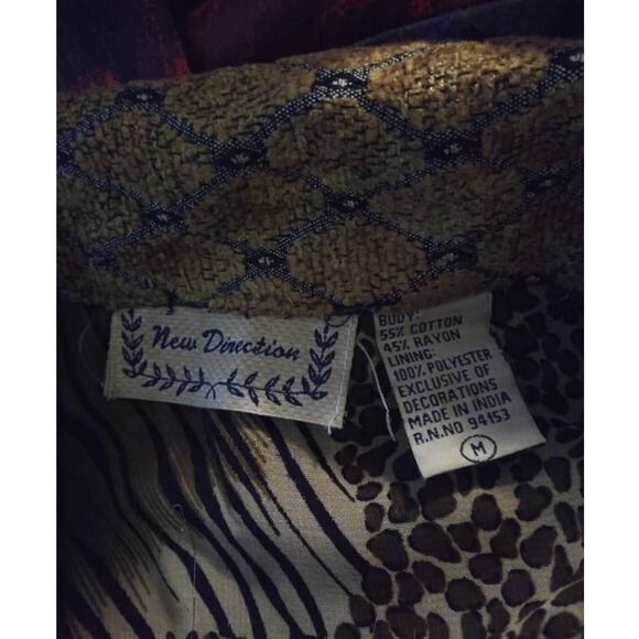 Vintage New Directions Art to Wear Floral Zebra Patchwork Grandma Blazer Medium - Picture 3 of 6